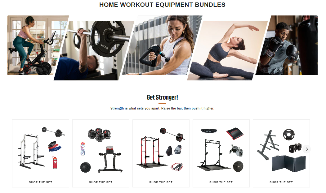 Screenshot of the Dick's Sporting Good's Home Workout Bundles Featured Shop